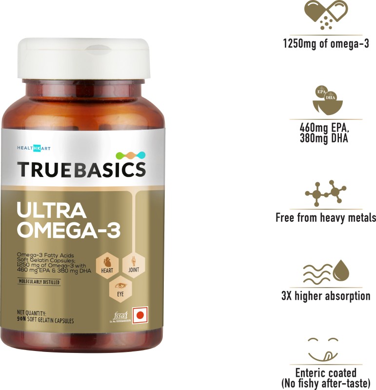 TrueBasics Ultra Omega-3 ty s With 1250mg Fish oil(90 No)