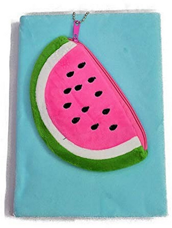prezzie villa A5 Diary(Designer Blue Plush Diary with Watermelon Pouch on Top | Return Gift | Birthday Gift, Blue)