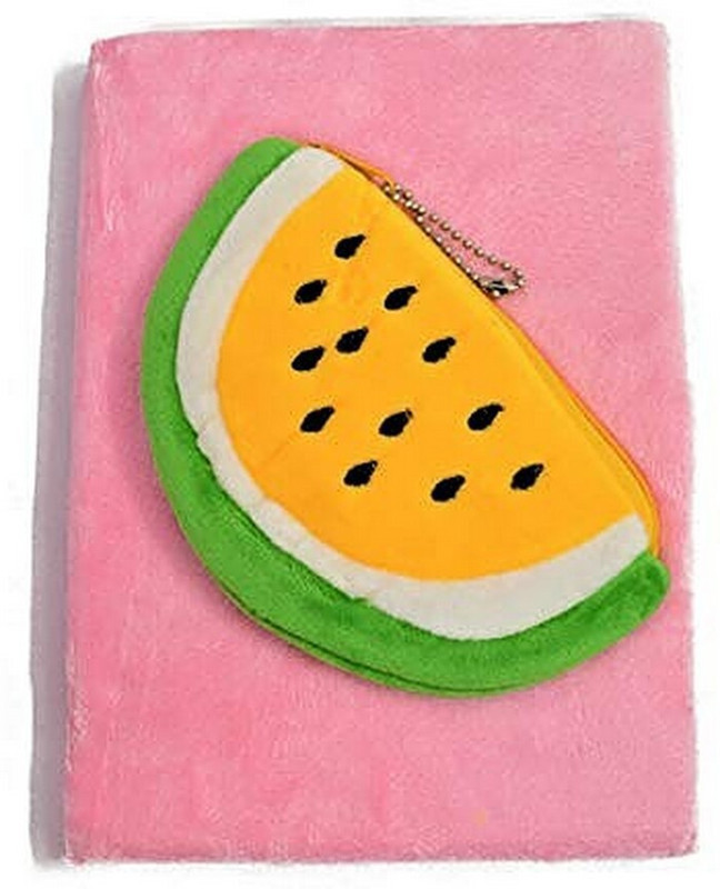 prezzie villa A5 Diary(Designer Pink Plush Diary with Watermelon Pouch on Top | Return Gift | Birthday Gift, Pink)