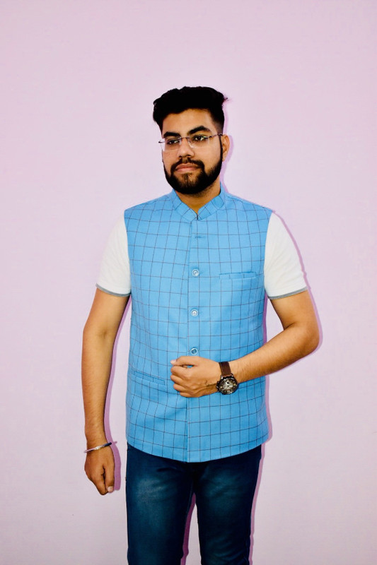 flip jeans Sleeveless Checkered Men Jacket