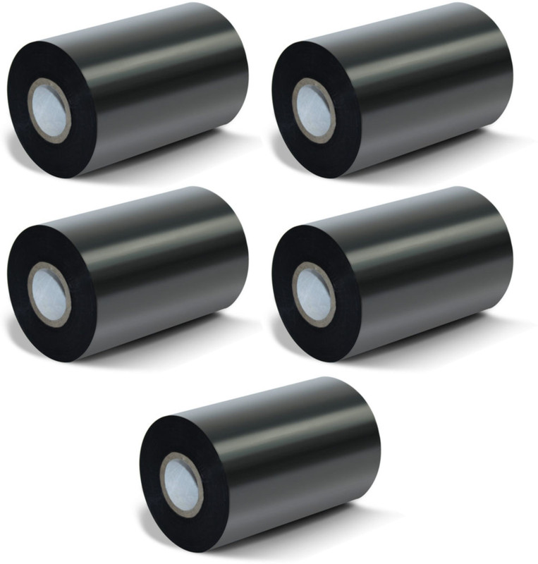 tudko 80 mm X 300 Meters, Thermal Transfer Barcode Ribbon (WAX), Set of 5 Ribbon Roll, Print on Paper Label(Wax Ribbon Black)