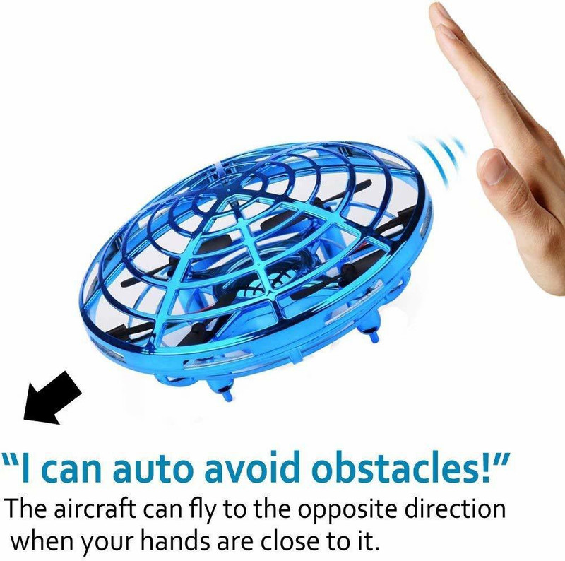 classicdeals ufo drone Infrared Induction Hand-Controlled 360° Rotating UFO with Shinning LED Lights & Obstacle Sensors(Blue)