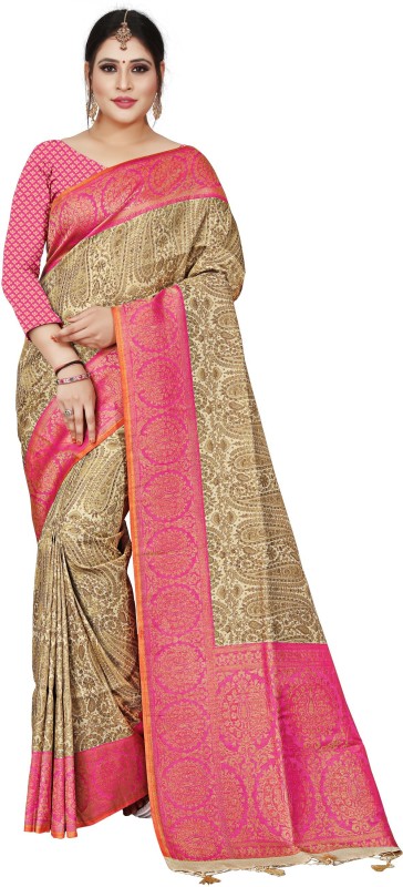 Kalaa Varsha Self Design, Embroidered, Woven Banarasi Pure Silk Saree(Pink)