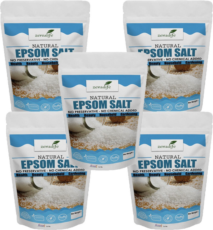 zenulife Pure Epsom Salt (Magnesium Sulfate USP ) ( Bathing ,Relaxation ,Pain Relief ,Therapeutic Spa Treatment ) 400g (Pack of 5)(400 g)