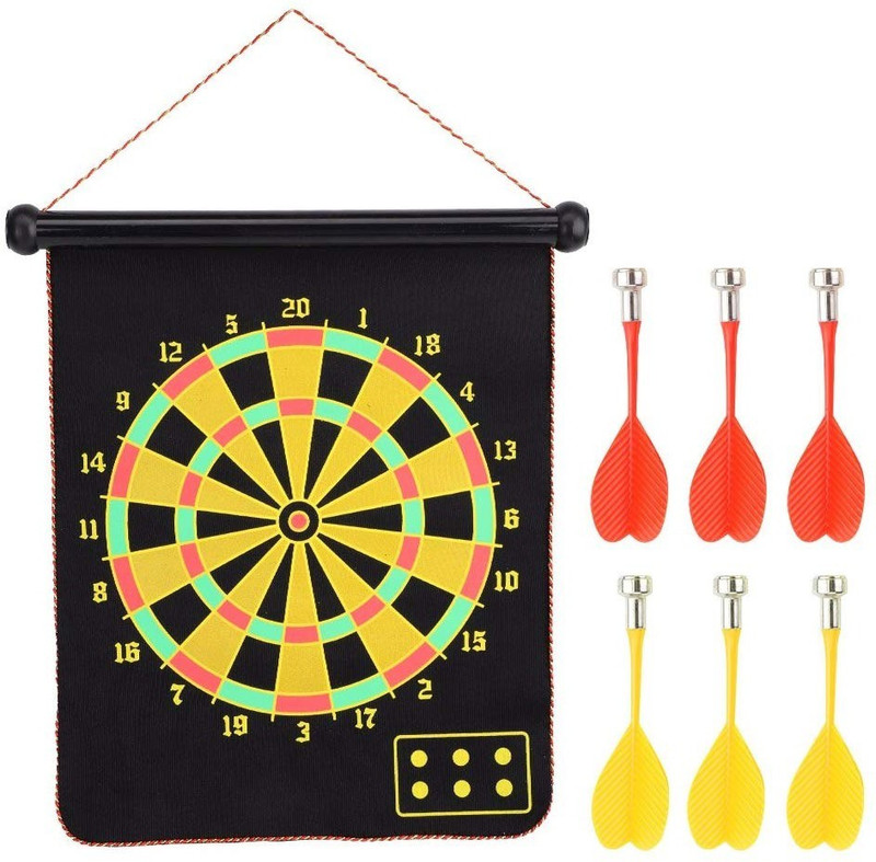 onlinekart Latest Roll-up Magnetic Dart Board Set 17 inch Double Sided Hanging Wall Dartboard with 6 Safety Darts Needles Board Game