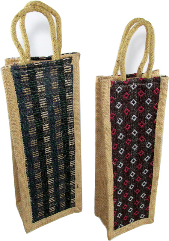 ehuntz Jute Bag for water bottle carry bag & wine bag /gift bag set(Multicolor)