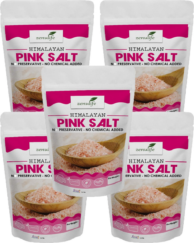 zenulife Original Natural Himalayan Pink Rock Salt 500g (Pack of 5) Himalayan Pink Salt(500 g, Pack of 5)
