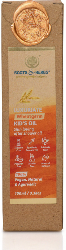 Roots & Herbs Ayurvedic Natural Treatment 100% roots and herbs Vegan No Paraben Wheatgerm Luxuriate Kid's After Shower Oil(100 ml)