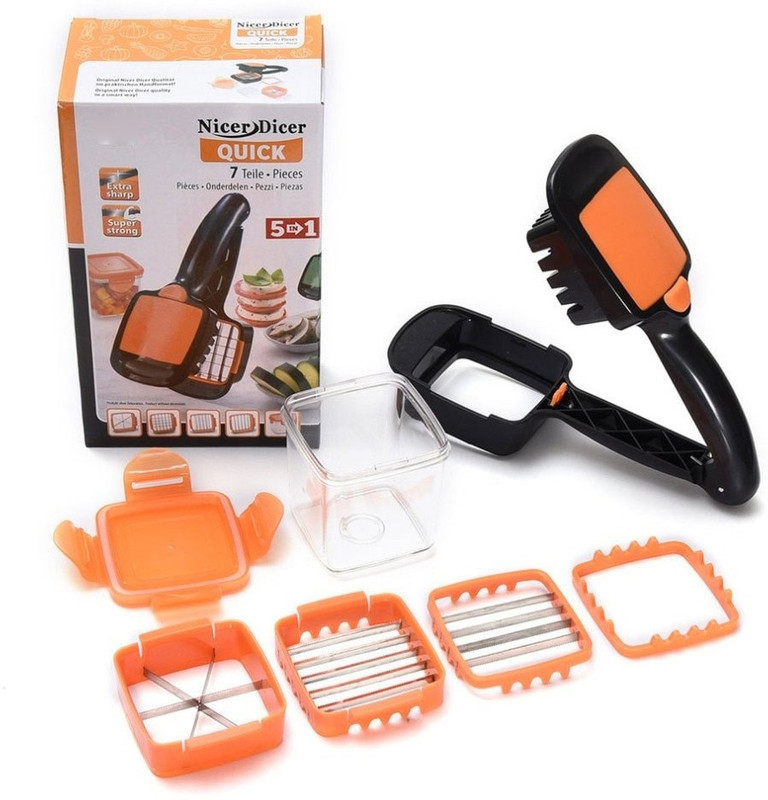 tabaret 5 in 1 Multifunctional Food Fruit Vegetable Cutter Slicer Chopper Nicer Dicer with Container Vegetable & Fruit Grater & Slicer(1 NICER DICER)