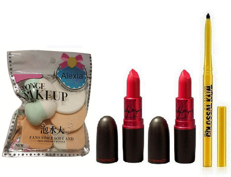 alexia magic napkin, red shade of lady gaga lipstick pack of 4, Maybelline Colossal Kajal Kohl Black Color 12 hours Smudge(4 Items in the set)