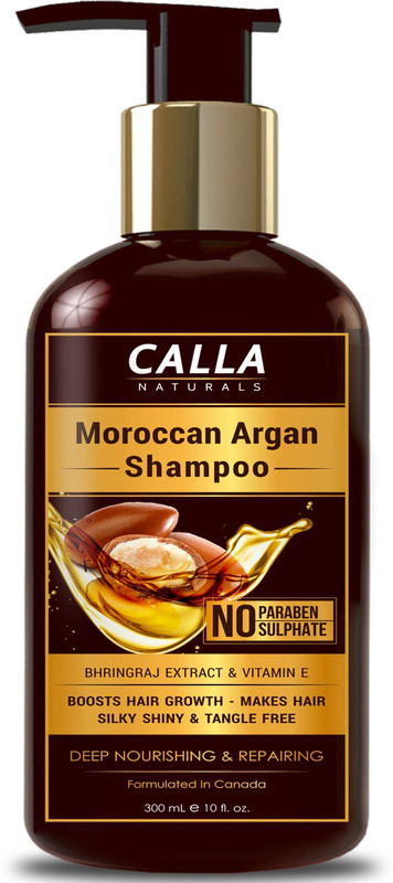 calla naturals Moroccan Argan Oil Shampoo, Volumizing & Moisturizing Treatment for Hair Loss - Sulfate & Parabens Free - 300ml(300 ml)