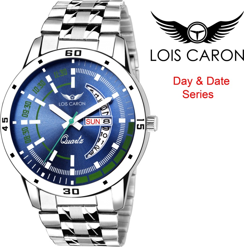 Lois Caron LCS-8075 BLUE DIAL DAY & DATE FUNCTIONING Analog Watch  - For Men