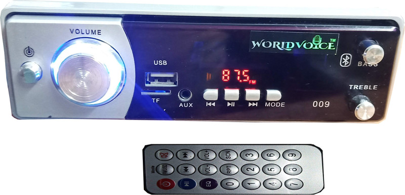 world voice IMMPORTED CABINET SHINING Silver WV-009BT Bluetooth + BT Board FM/USB /AUX/ MP3/ BT Car Stereo(Single Din)