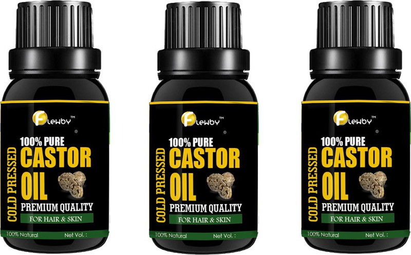 flewby 100% Pure Castor Oil For Hair, Eyelashes, Nails, Body, Skin For Men and Women 18 ml (pack of 3) Hair Oil(54 ml)