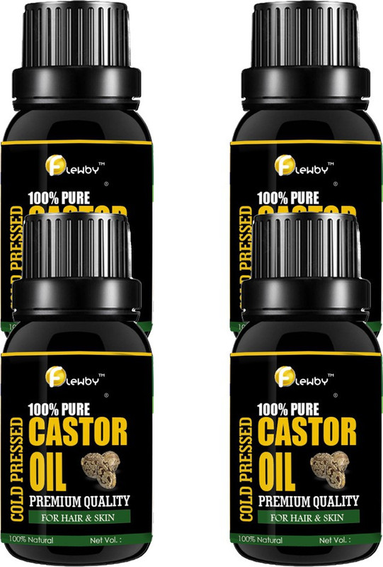 flewby 100% Pure Castor Oil For Hair, Eyelashes, Nails, Body, Skin For Men and Women 18 ml (pack of 4) Hair Oil(72 ml)