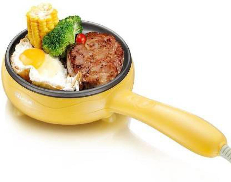 woms Electric Mini Non stick Frying Pan with Steam Egg Boiler for Outdoor Home Kitchen Egg Cooker frypan04wr Egg Cooker(Yellow, 7 Eggs)