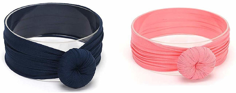 chekido Newborn Top Round Ball Soft Headband Head Band(Blue, Pink)