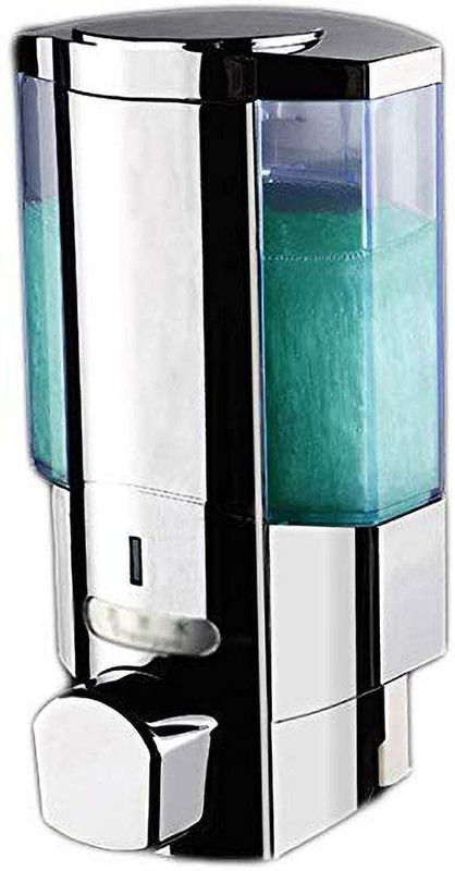 maxaccessories Wall Mounted Liquid Soap Dispenser Single-Head Manual Lotion Shampoo Hand Sanitizer Families Hotels 350 ml Gel, Lotion, Foam, Conditioner, Soap, Shampoo Dispenser(Silver, Clear)