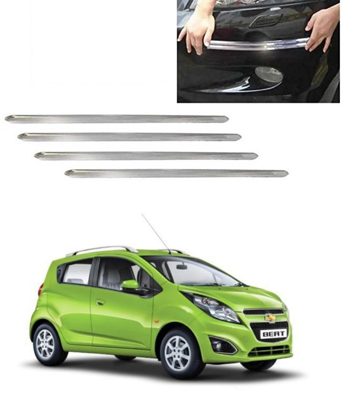 PRTEK Plastic Car Bumper Guard(Silver, Pack of 4, Chevrolet, Beat)