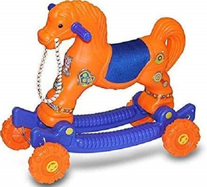 Galaxy gift gallery PLASTIC CHETAK HORSE WITH ROCKING FUNCTION AND RUNNING RIDE ON Rideons & Wagons Non Battery Operated Ride On(Yellow, Red)