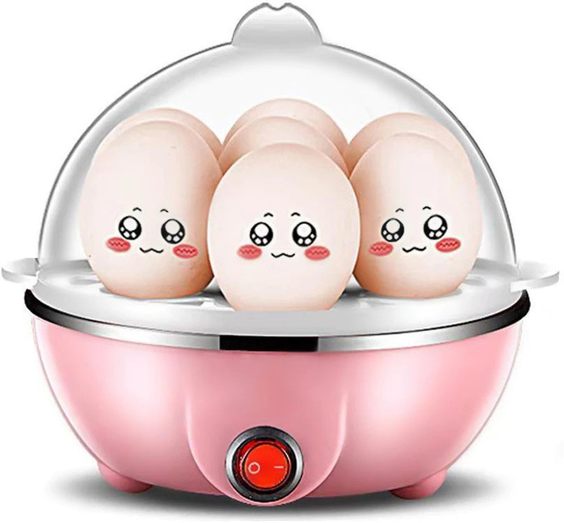 LIFEMUSIC Premium Quality Best Food Grade Material Multi-functional Electric Egg Boiler Cooker Mini Steamer Poacher Breakfast Cooking Tools Machine Kitchen Comfortable and Quick Automatically Delicious Nutritious Eggs Easily O Egg Cooker(Pink, 7 Eggs)