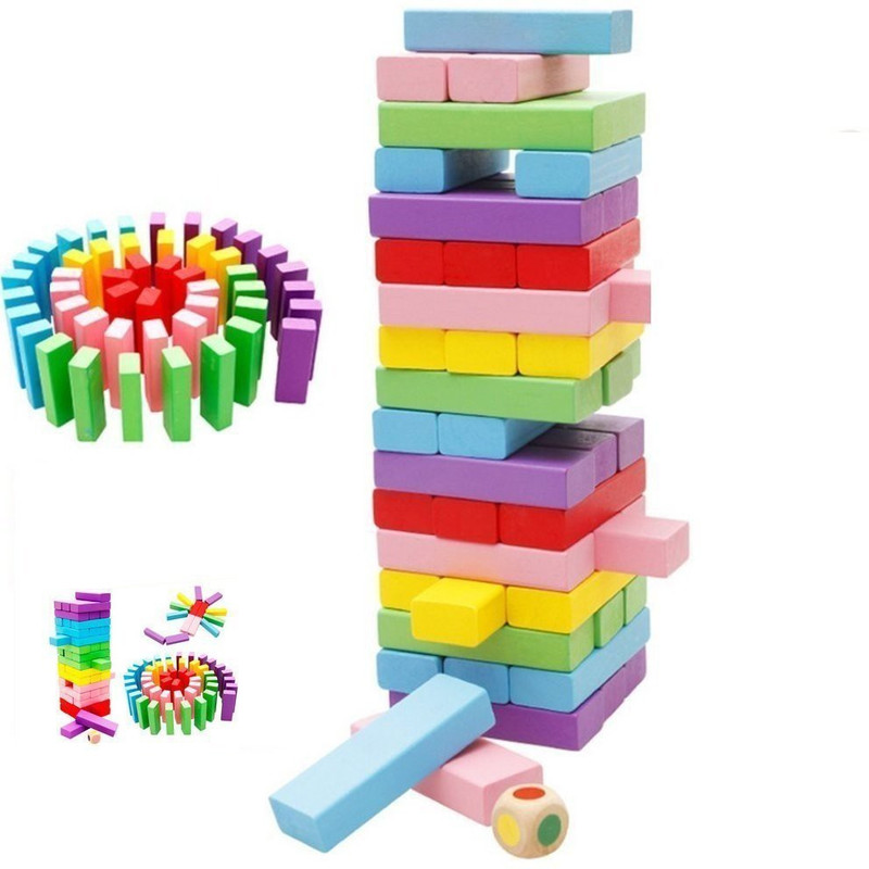 Zuvillica Wooden Building Blocks Puzzle 54 Pcs Challenging Wooden Stacking Game Maths(Multicolor)