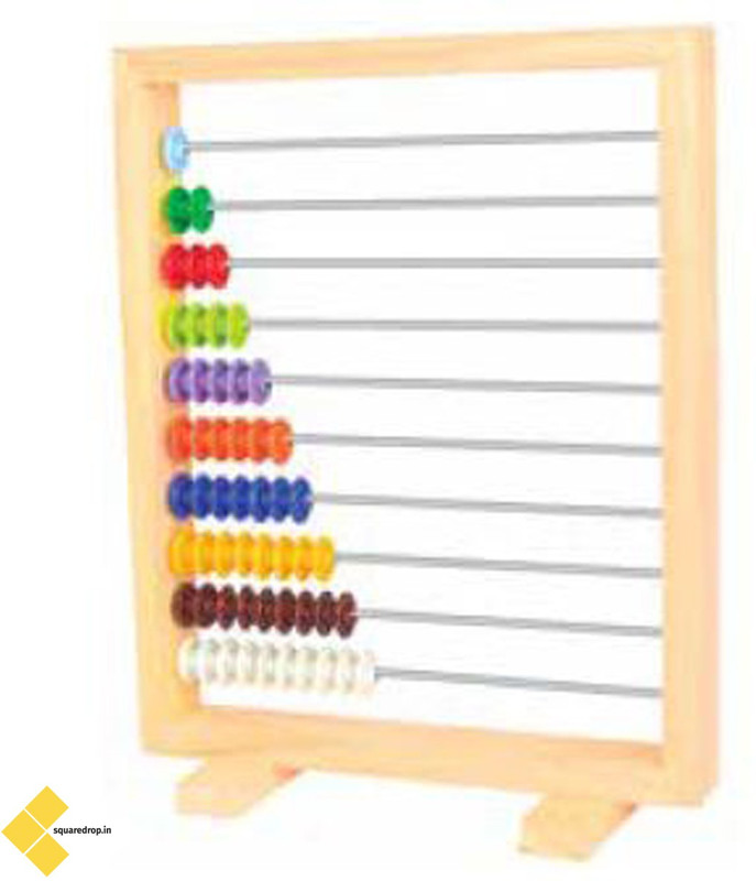 Square Drop Counting Abacus Wooden 55 beads with 10 wire - Place of Value - Mathematics - Geometry Brain Boosting Mathematical Activities for Age 5+ Years Old Kids - Do It Yourself Mathematics Activity Kit(Multicolor)