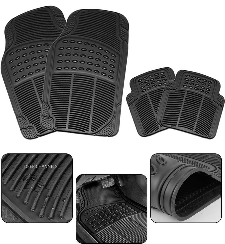 JVG Rubber Standard Mat For Maruti Suzuki, Honda, Mahindra, Hyundai, Tata Nano, 800, Alto, Alto 800, Santro Xing, WagonR, S-Presso, Swift, Swift Dzire, Baleno, Eeco, Nexon, Omni(Black)