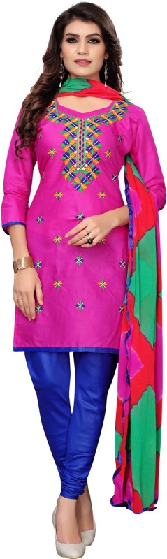 Saara Cotton Silk Blend Embroidered Salwar Suit Material(Unstitched)