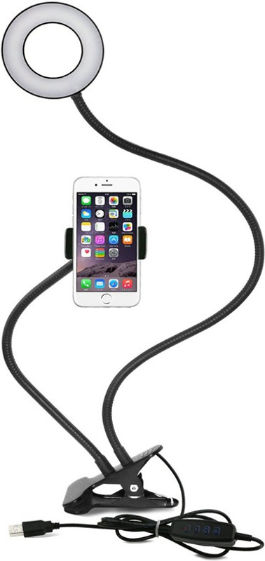 MECKWELL LED Selfie Ring Light with Cell Phone Holder Ring Flash(Black, White)
