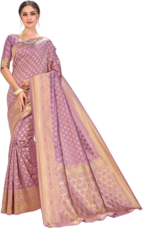 Sariya Woven Banarasi Silk Blend, Jacquard Saree(Pink)