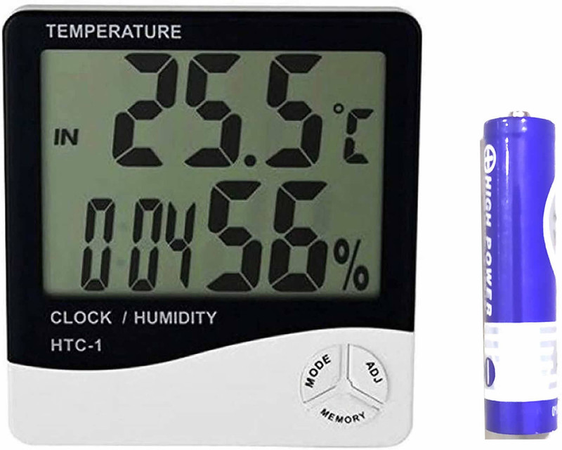 SellRider Meter One Indoor Room Humidity Tester with Clock large line LCD display High Accuracy LCD Display Thermometer All-in-One Digital Moisture Measurer(40 mm)