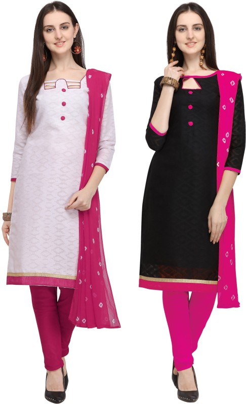 EthnicJunction Cotton Linen Blend Embellished Salwar Suit Material(Unstitched)