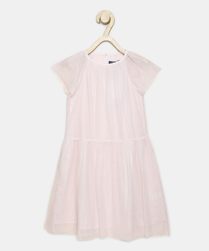 Allen Solly Girls Midi/Knee Length Casual Dress(Pink, Half Sleeve)