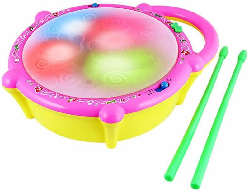 mega shine Kids Multicoloured Flash Drum Set With Music and Lights (Multicolor)(Multicolor)