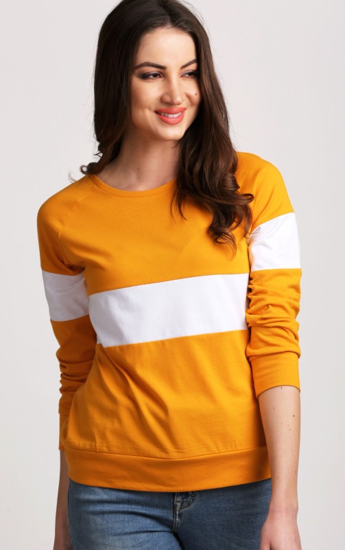 Aelomart Casual Full Sleeve Striped Women White, Yellow Top
