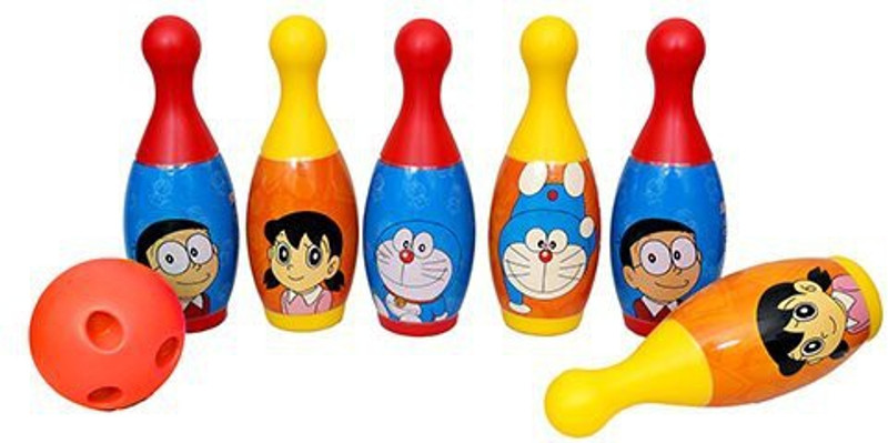 Hasper Tex High Quality Plastic Bowling Set for Kids Doremon 6 pins n Ball(2 to 8 Years) Fun Learning Game Sports Bowling Set Sports Bowling Set