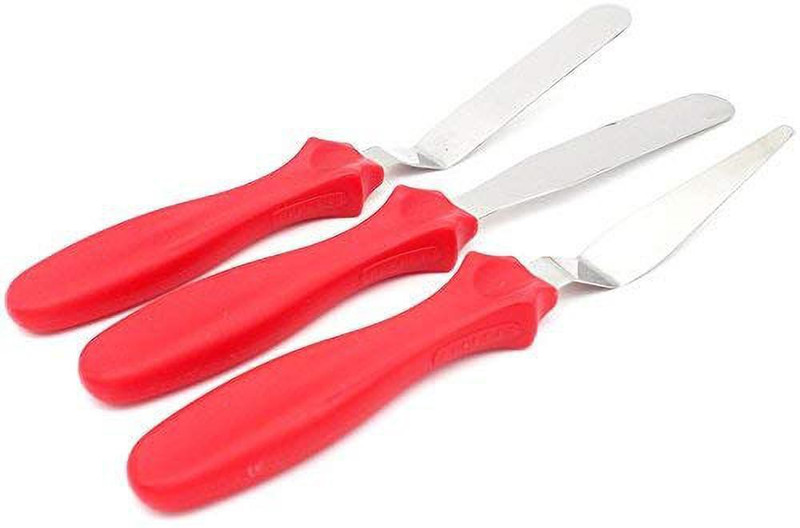 noble foods Spatula Set ,3-Piece Stainless Steel Icing Spatula Variety Set & Cake Decorating Tools,2 Angled And 1 Straigh Non-Stick Spatula(Pack of 3)
