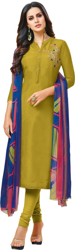 Oomph! Polycotton Embroidered, Solid, Printed Kurta & Churidar Material(Unstitched)
