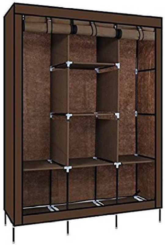 MEZIRE Collapsible Wardrobe 88130 PP Collapsible Wardrobe(Finish Color - Brown, DIY(Do-It-Yourself))