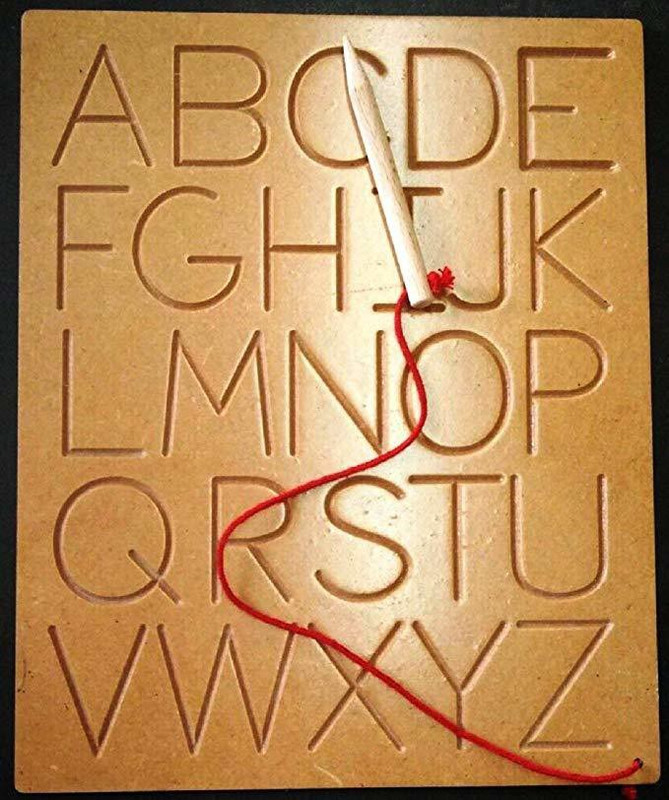 Ashmi Capital And Small Alphabet And Number Writing Practice Wooden Boards For Learning Kids - Set of 3(Brown)