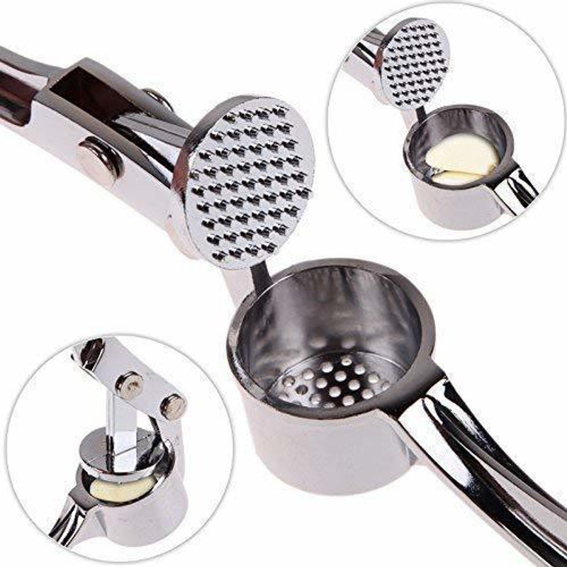Fitaza Stainless Steel Manual Garlic Press Squeezer Presser Ginger Masher Garlic Press(Steel)