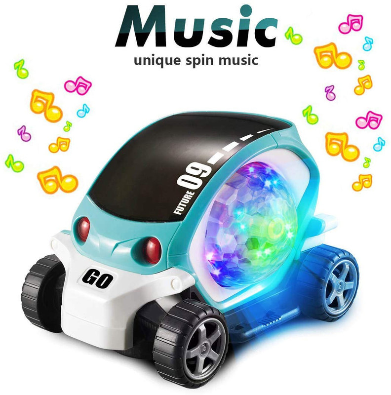 LooknlveSports Best Buy 09 Stant Car |Rotate 360° |With Multicolor led Flashing Light| Music |Learning/educational |3+ Years Kids Gifts(Blue)
