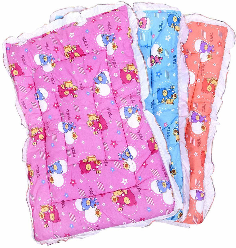 Fareto New Born Baby Combo OF 3 Nappy Changing Godari Lacy Bed, Mattress (0-6 Months)(Multicolor)