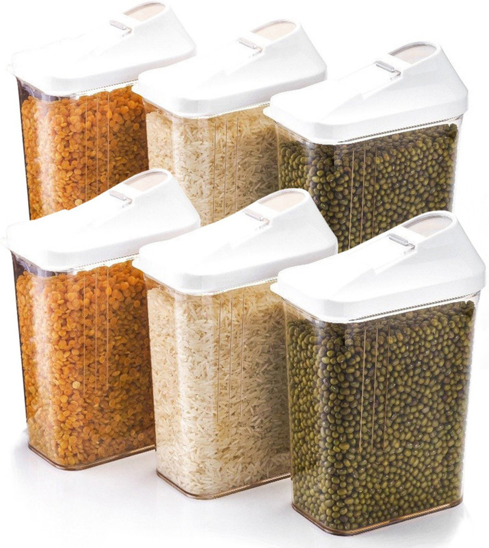 MACARIZE Plastic Grocery Container - 750 ml(Pack of 6, White)