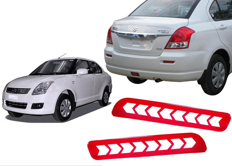 Auto Kite RL7E12 Premium Quality Car Led Rear Bumper Drl Brake Light Cat Eye Reflector Swift Dzire Type-1 (2008-2012) Car Reflector Light(Red, Yellow)