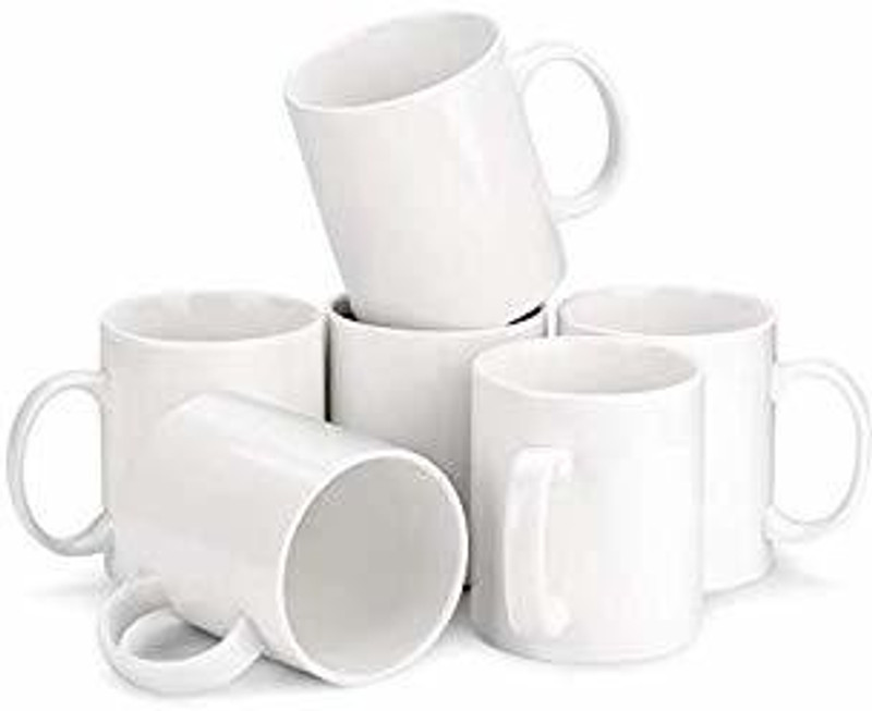 SANNU CREATION Combo Plain off white coffee,tea,milk ceramic coffee mug Ceramic Coffee Mug(350 ml, Pack of 6)