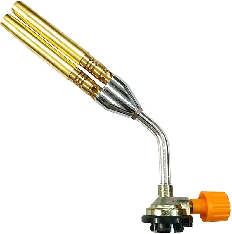 Mass Pro Twin Tube Flame Butane Gas Blow Torch Brazing Manual Ignition Welding Lighter Burner Outdoor Camping Gun (1Pcs) Flambe Torch