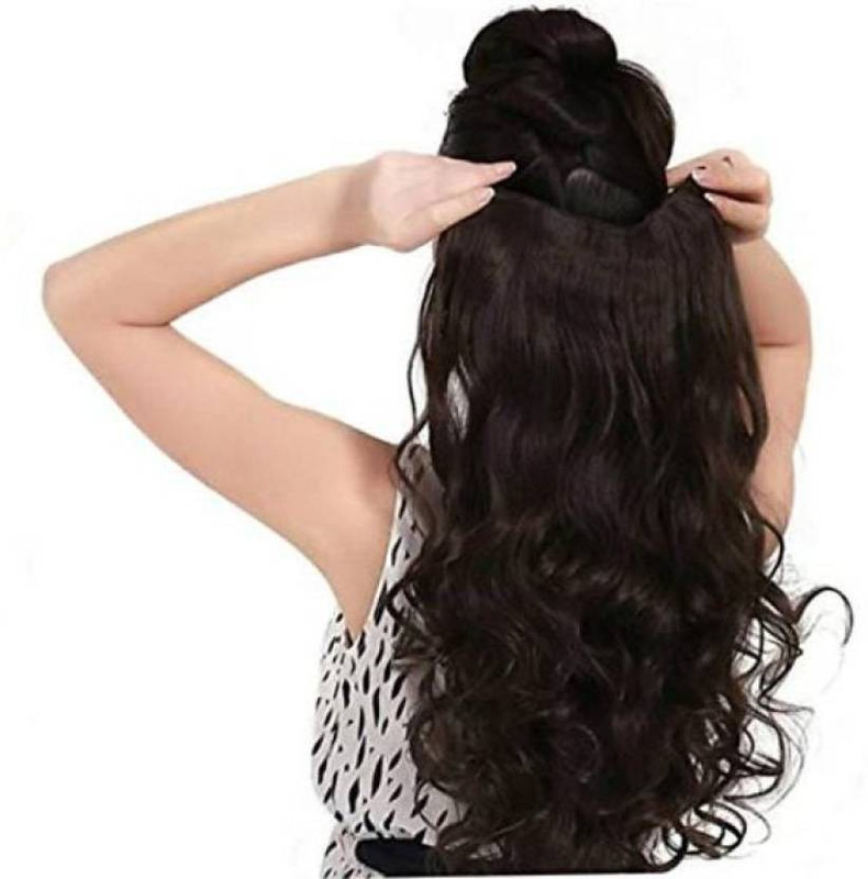 Styllofy Natural Black 5 Clip Curly Hair Extension