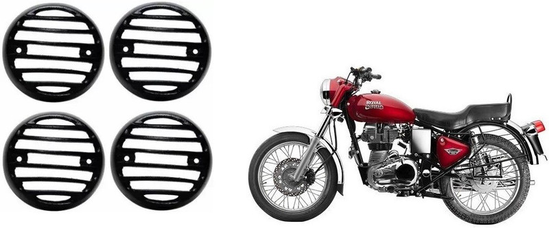 Biking Hub Heavy Metal Indicator Grill (Set of 4) Bike Headlight Grill(Black)